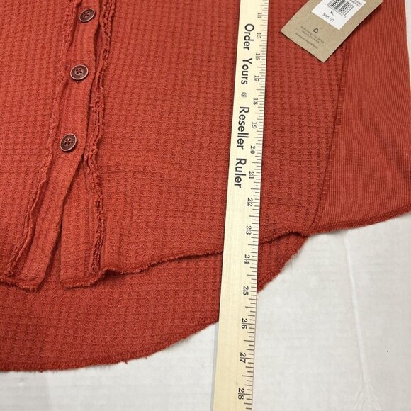 Fyre & Co Womens XL Thermal Button Down Shirt Rust Distressed Western Outdoor - Picture 8 of 11